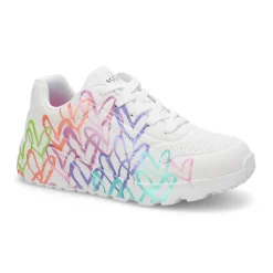 Skechers Uno Lite Goldcrown Rainbow Foil Heart Girls|Kids Sneakers And Athletic